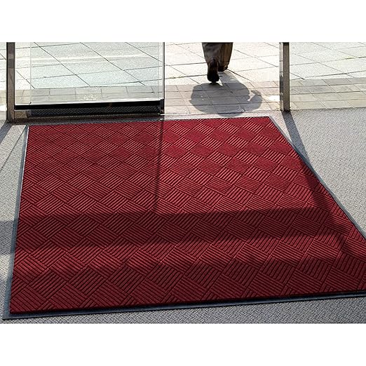 WaterHog Diamond | Commercial-Grade Entrance Mat with Rubber Border – Indoor/Outdoor, Quick Drying, Stain Resistant Door Mat (Red/Black, 3' x 6')