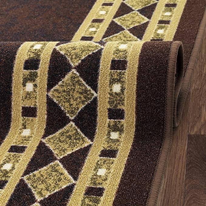 Antep Rugs Alfombras Modern Bordered 4x6 Non-Skid (Non-Slip) Low Profile Pile Rubber Backing Indoor Area Rugs (Brown Beige, 4' x 5'8")