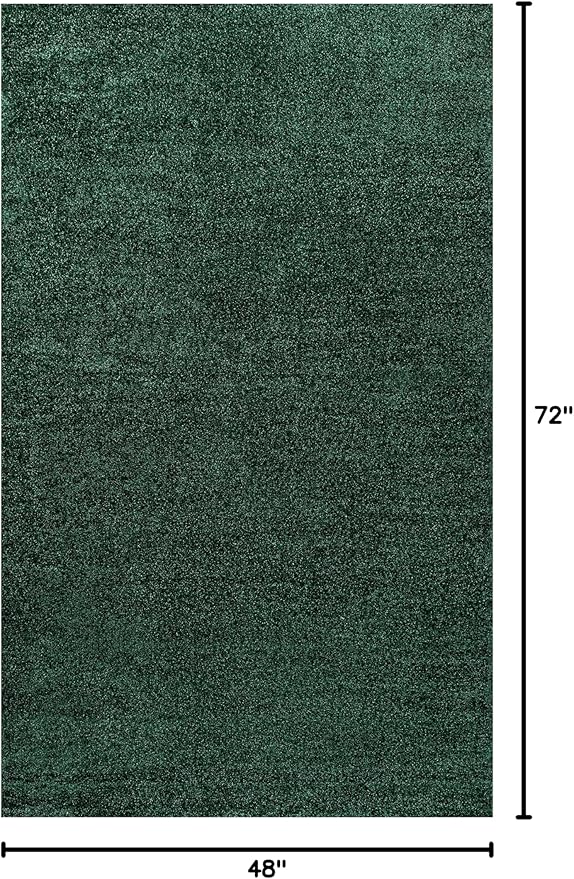 Eyely UES100L-4 Supersoft Haze Solid Low-Pile Indoor Area Rug Casual;Contemporary;Solid;Traditional, Bedroom, Kitchen, Living Room, Easy-Cleaning, Non-Shedding, 4 X 6, Emerald