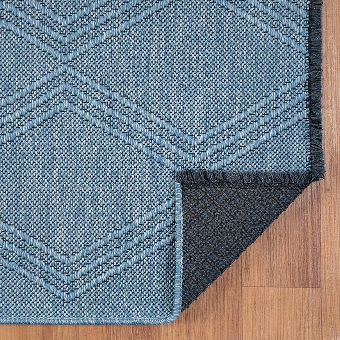 LUXE WEAVERS Modern Farmhouse Blue 5x7 Washable Area Rug, Anti-Slip Diamond Pattern Carpet