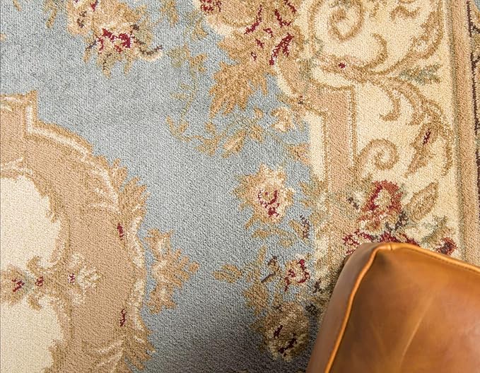 Unique Loom Versailles Collection Traditional Classic Floral Motif Area Rug (2' 2 x 3' 0 Rectangular, Slate Blue/ Ivory)