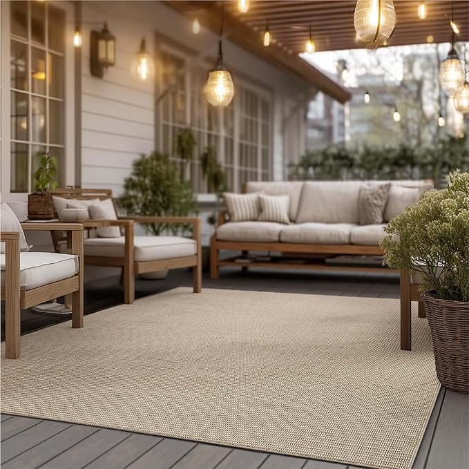 Bedsure 8x10 Faux Wool Area Rugs for Living Room, Machine Washable Carpet, Non-Slip Backing, Pet Friendly Throw Rug for Bedroom Dining Room, Natural Ivory