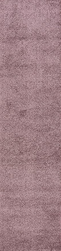 Eyely UES100R-212 Supersoft Haze Solid Low-Pile Indoor Runner Rug, Coastal, Bohemian, Minimalist, Classic, Casual for Bedroom,Kitchen,Living Room,Non Shedding,Easy-Washing, Purple, 2 X 12