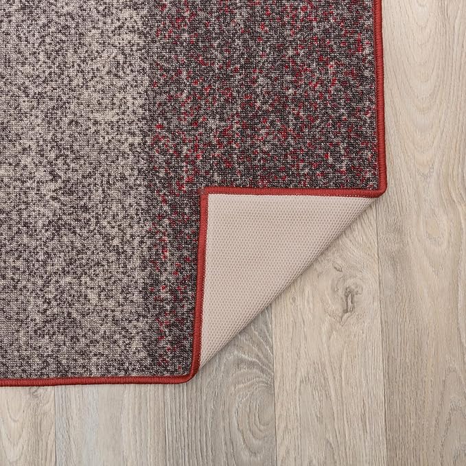 Rugshop Red Modern Geometric Boxes Non-Slip Area Rug Non-Shedding for Hallway, Entryway and Kitchen, 2' x 7'2" (22" X 84")
