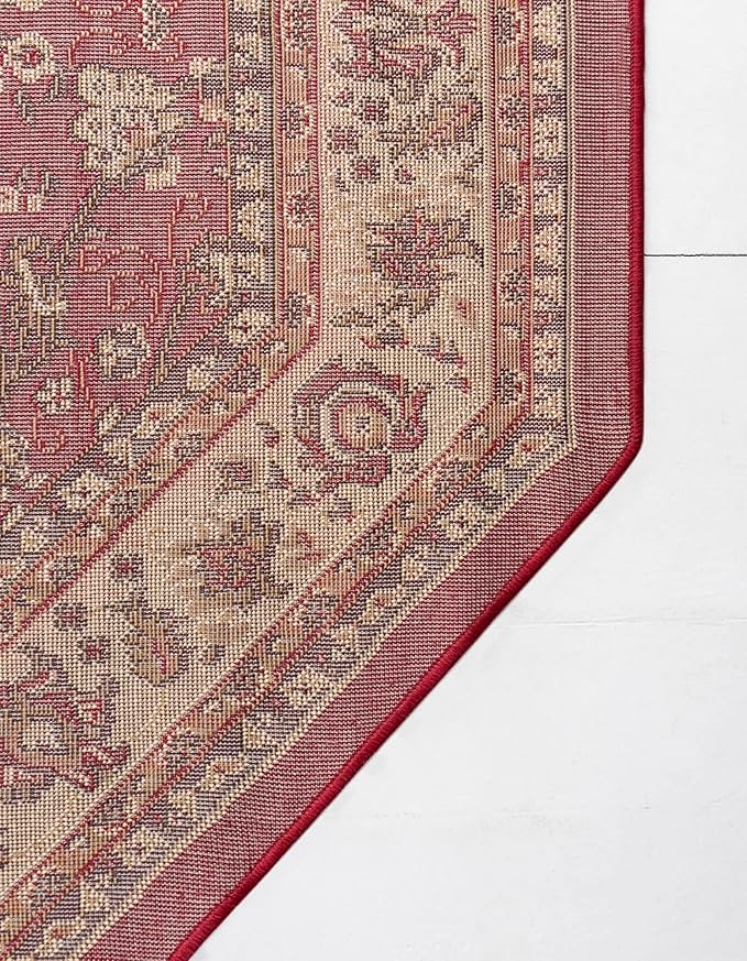 Unique Loom Sialk Hill Collection Area Rug - Washington (5' 3" Octagon Burgundy/Cream)