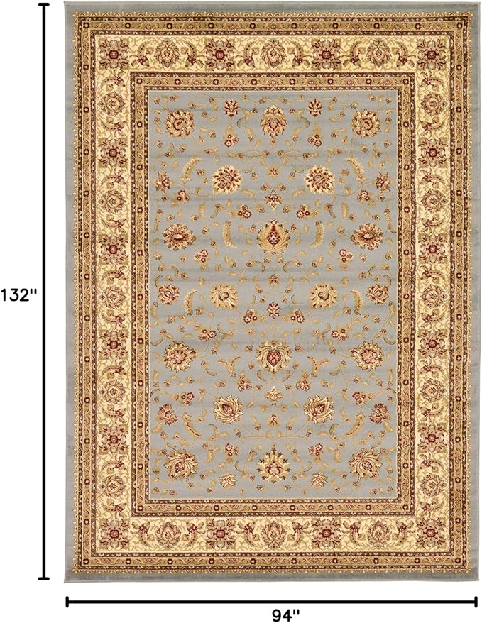 Unique Loom Voyage Collection Traditional Oriental Classic Intricate Design Area Rug (8' 0 x 11' 4 Rectangular, Light Blue/Gold)