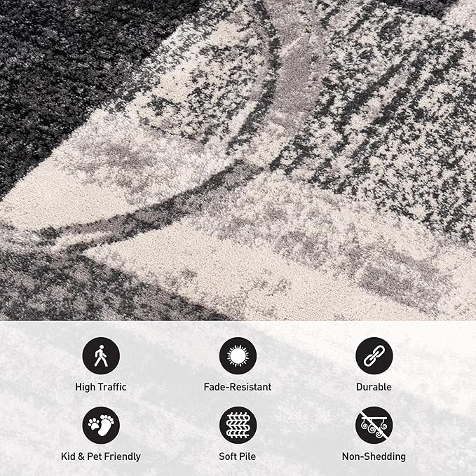Rugshop Contemporary Circle Design Area Rug, Non-Shedding Carpet for Living Room, Dining Room, or Large Bedroom, Cream, 8'8" x 12'