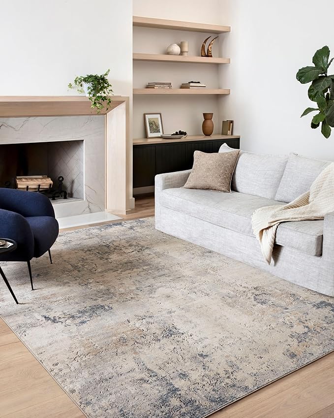 Loloi Teagan Collection TEA-06 Sand/Mist 2'-8" x 13' Runner Rug, Large, Soft Neutral Rug, High-Traffic for Living Room, Bedroom, Home Office, Dining Area