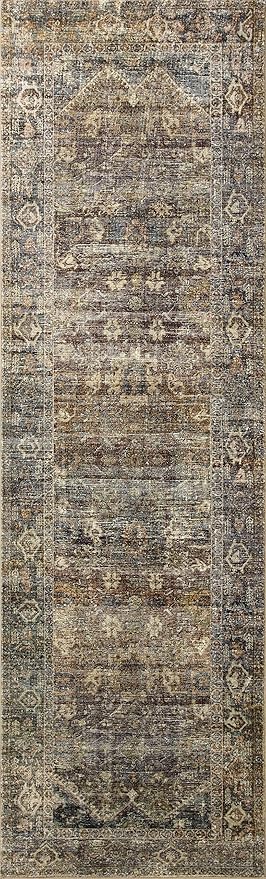 Loloi Amber Lewis Morgan Collection MOG-05 Spice/Lagoon 3'-6" x 5'-6" 38" Thick Accent Rug feat. CloudPile, Neutral, Room Décor, Vintage Inspired, Livingroom, Bedroom, Dining Area