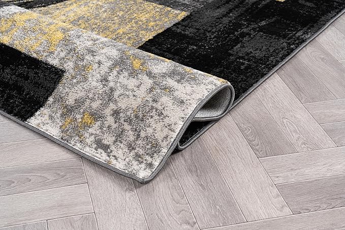 Rugshop Contemporary Circle Design Runner Rug, Fade-Resistant Carpet for Hallway, Kitchen, or Entryway, Yellow, 2' x 10'