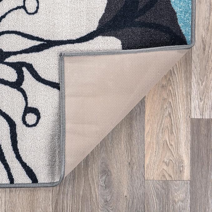 Rugshop Gray Large Floral Non-Slip Runner Rug Fade Resistant for Hallway, Entryway and Kitchen, 2'7" x 8'