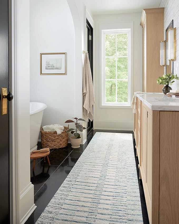 Loloi Chris Loves Julia Chris Collection CHR-01 Ivory/Denim 2'-6'' x 11'-6'', .50" Pile Height, Runner Rug