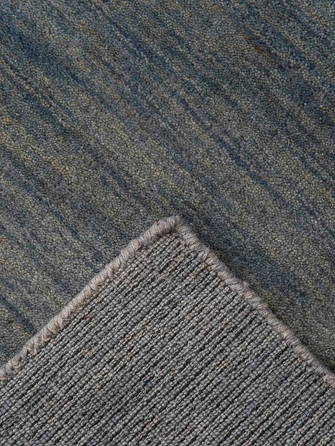 Hand Knotted Loom Wool ECO-Friendly Area Rugs - 10'x10', Square, Light Blue Color, Solid Plain Design, High Pile Handmade Anti Skid Area Rugs for Living Room, Bed Room (L00111)