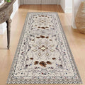 Floral Runner, 3.3x10ft, Vintage Distressed Bohemian Floral Pineal Rug for Kitchen and More - Soft, Low Pile, Non-Slip, Indoor Grey Rug
