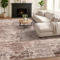 Large Entryway Rug Washable - Warm & Retro Décor, Brown with Red Accent Rug for Mudroom, Foyer, Hall, Living Room, Washable Low Pile Stain Resistent