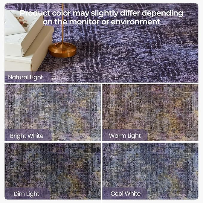 Kokia Abstract Area Rugs Washable Indoor 6x9 Rug Boho Distressed Retro Low Pile Non-Slip Non-Shedding Black Gray Carpet Bedroom Living Room Dining Room, Oslo Nebula