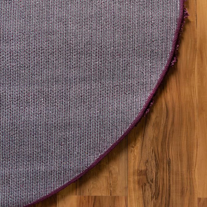 Unique Loom Solid Shag Collection Area Rug (4' 1" Round, Eggplant Purple)