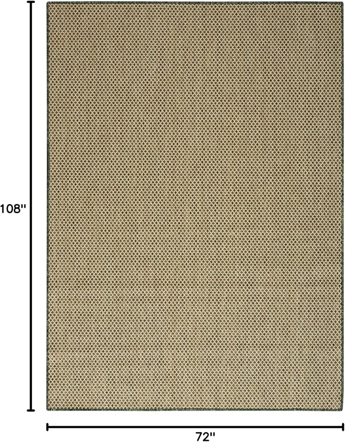 Nourison Home Courtyard Green 6' x 9' Area Rug - Easy Clean, Non Shedding, Bed Room, Living Room, Dining Room, Kitchen (6' x 9')