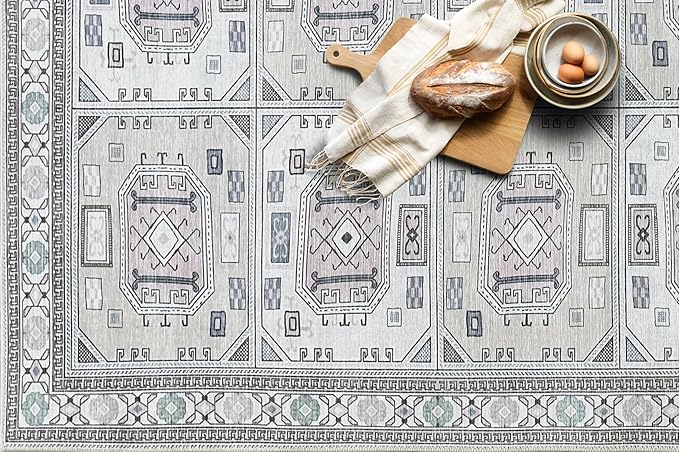 Fame Living Faded Oushak Rug, Turkish Vintage Floral Pastel Large Oversized Area Rugs for Living Room Dining Bedroom Kitchen Bathroom Nursery (848BrCr, 9' x 12')