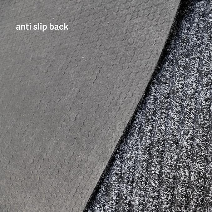 English Home Custom Size Non Slip Striped Design Durable Anti Slip Back Tough Pile Runner Rug for Hallway, Outdoor, Indoor, Commercial, Residential, Pool, Office (Dark Gray, 26" x 11')