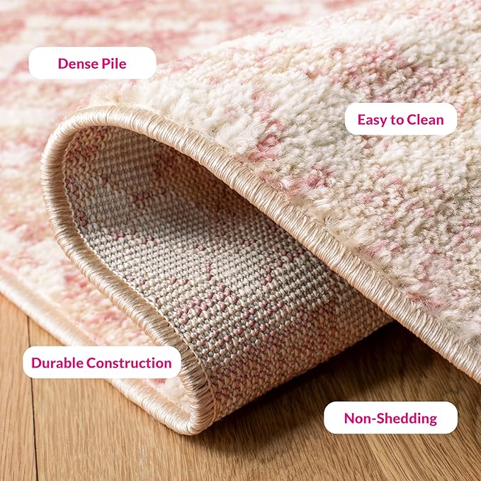 SAFAVIEH Adirondack Collection Area Rug - 9' x 12', Rose & Gold, Modern Diamond Distressed Design, Non-Shedding & Easy Care, Ideal for High Traffic Areas in Living Room, Bedroom (ADR131Q)