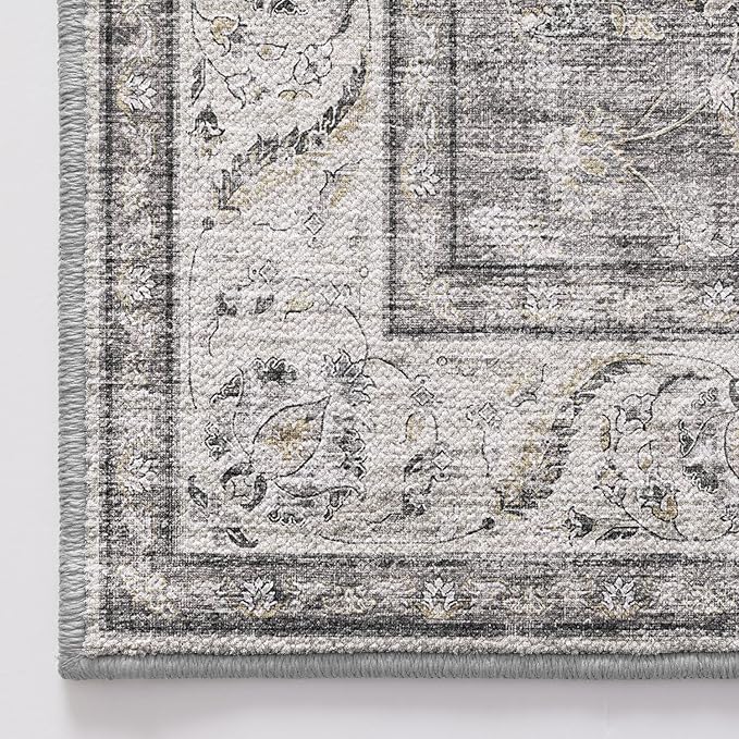 LUMI 4x6 Washable Area Rug for Living Room, Ultra Soft Traditional Vintage Rugs Non Slip with Rubber Backing, Low Profile, High Traffic, Stain Resistant Carpets, Ideal for Bedroom, Dining Room