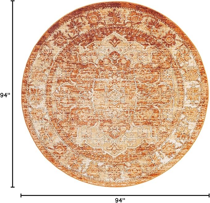 Unique Loom Isabella Collection Area Rug - Adjani (7' 10" Round, Rust Red/ Black)