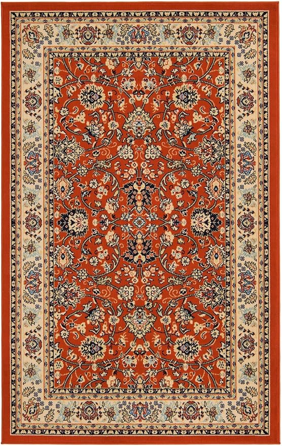 Rugs.com Yasmin Collection Rug – 5' x 8' Terracotta Medium Rug Perfect for Bedrooms, Dining Rooms, Living Rooms