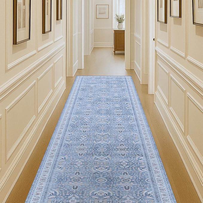 Fame Living Washable Area Rug. Modern Farmhouse. Vintage. Turkish. Bohemian. Distressed. Oriental. Traditional. Rugs for Living Room. Dining. Bedroom. Office. Entryway. Foyer. (866CBl, 2'5" x 9'8")