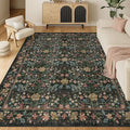 DUKINO 8x10 Area Rugs for Living Room, Vintage Floral Washable Rug with Non Slip Backing, Soft Low Pile & Non-Shedding Large Carpets for Bedroom, Farmhouse, Dining Room, Home Office, Black