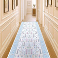 Cream Blue Oushak Runner Rug, Modern Runners, Vintage, Turkish, Eclectic, Floral, Pastel, Washable, Long Runner Rugs for Hallway, Kitchen, Living Room, Bedroom, Kitchen, Bathroom, 2'5"x13'