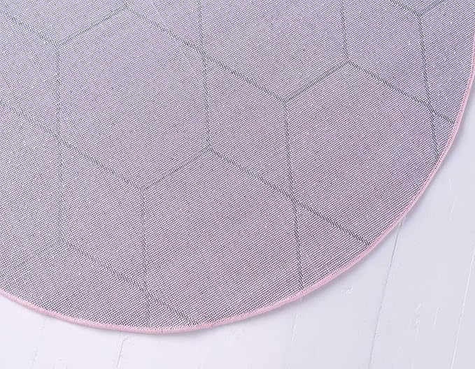 Unique Loom Trellis Frieze Collection Area Rug - Geometric (8' Round, Light Pink/ Ivory)