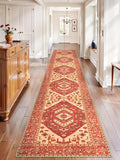 SERISSA Runner Rug for Hallways, 2'6"x14' Washable Non Slip Kitchen Runner Rug, Extra Long Boho Rug Ultra Soft Vintage Red Beige Print Floor Carpet for Bedroom Hallway Entryway Bathroom Laundry Room