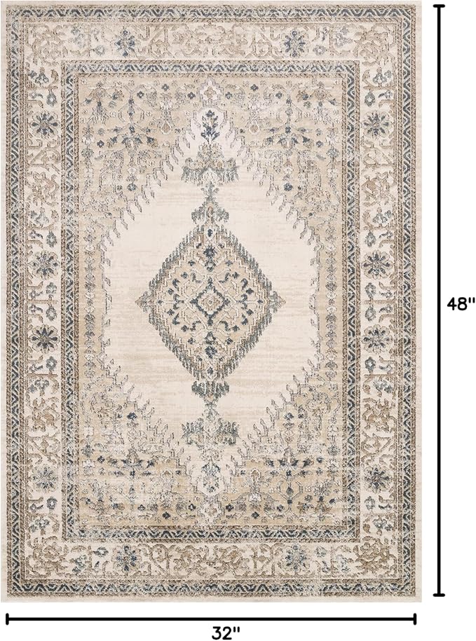 Loloi Teagan Collection TEA-02 Oatmeal/Ivory 2'-8" x 4' Accent Rug, Large, Soft Neutral Rug, High-Traffic for Living Room, Bedroom, Home Office, Dining Area