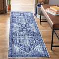 Bloom Rugs Washable Non-Slip 12 ft Runner - Blue/Ivory Traditional Runner for Entryway, Hallway, Bathroom, and Kitchen - Exact Size: 2.5' x 12'