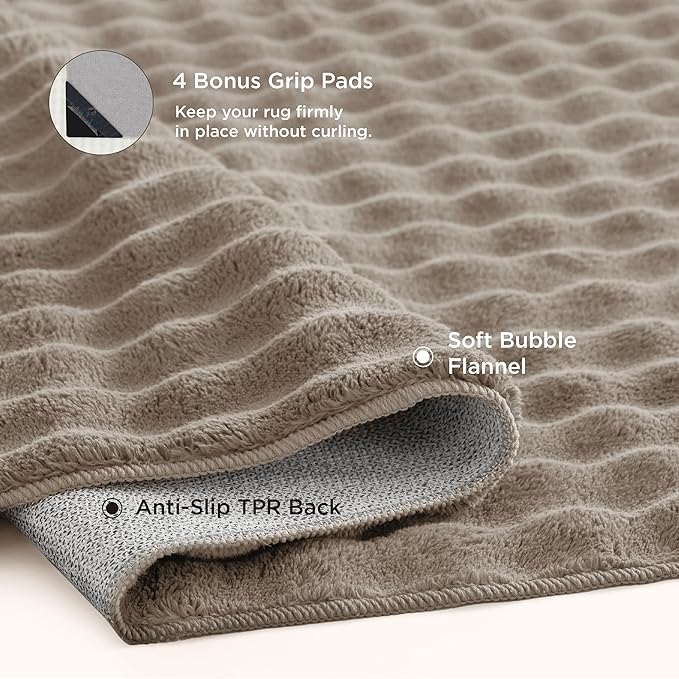 Bedsure 8x10 Fluffy Area Rugs for Living Room, Machine Washable Rugs, Non-Slip Backing, Non-Shedding, Pet Friendly Throw Rug for Bedroom Dining Room, Brown