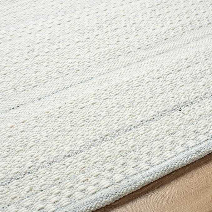 Mark&Day Wool Rugs, 5x8 Precious Solid and Border Cream/Light Slate Area Rug, Cream Grey Carpet for Living Room, Bedroom or Kitchen (5' x 7'6")