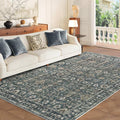 5X7 Area Rugs for Living Room, Soft Rugs Blue Washable Rug, Indoor Vintage Rugs for Bedroom Home Office Laundry, Rubber Backed Non Slip Low Pile Carpet, Deep Blue