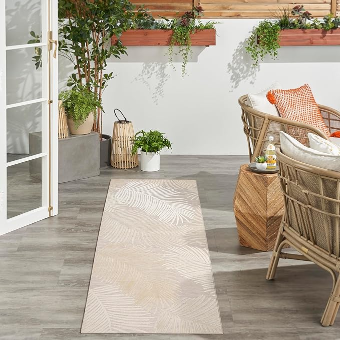 Nourison Home Suncoast Beige 2' x 6' Area Rug - Easy Clean, Non Shedding, Bed Room, Living Room, Dining Room, Kitchen (6' Runner)