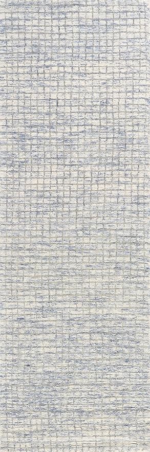 Rugs USA Melrose Light Blue/Ivory, 2'6" x 8', Handmade, Wool & Cotton, Soft and Cozy, High Traffic, Stain Resistant, Easy Clean, Durable Area Rug for Bedroom, Living Room, Dining Space, Den, Entryway