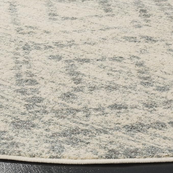 SAFAVIEH Adirondack Collection 10' Round Ivory / Light Blue ADR131T Modern Diamond Distressed Non-Shedding Dining Room Entryway Foyer Living Room Bedroom Area Rug
