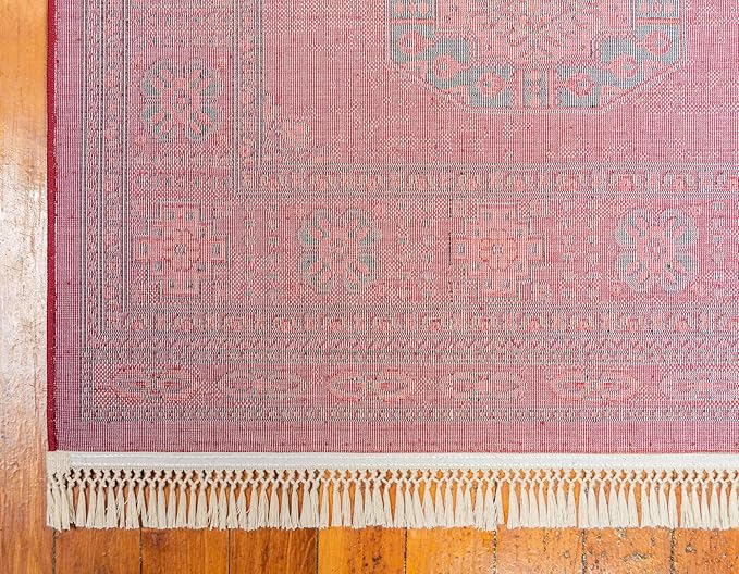 Unique Loom Tekke Collection Over-Dyed Saturated Traditional Torkaman Area Rug (8' 0 x 11' 0 Rectangular, Red/Black)
