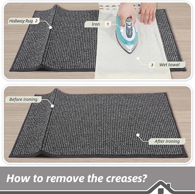 BEQHAUSE 2x3 Entryway Rug Indoor Door Mat Non-Slip Washable, Hallway Rugs Absorbent & Stain Resistant Hall Carpet Runner Rugs for Entryway, Front Door Floor Mats Laundry Room Rugs for Entry, Charcoal
