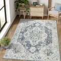 jinchan Kelda Area Rug 6x9 Washable Living Room Rug Vintage Soft Indoor Large Floor Cover Retro Distressed Mat Accent Lightweight Non-Slip Thin Carpet for Kitchen Bathroom Bedroom Grey