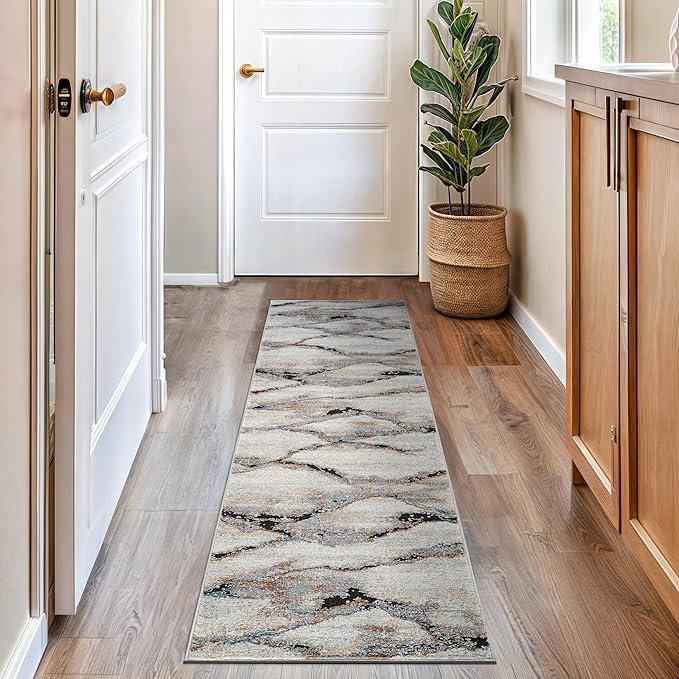 Rugshop Contemporary Gray Striated Area Rug Durable, Kid & Pet Friendly 2' 3" x 6' Runner Ideal for Hallway, Kitchen, Entryway, or Behind The Sofa