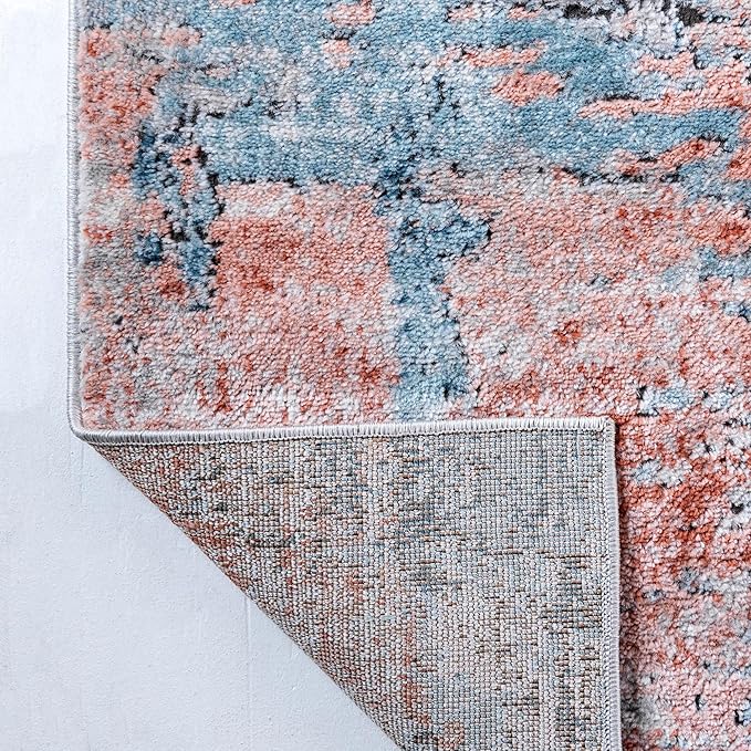 Rugs.com Leipzig Collection Runner Rug – 6 Ft Runner Multi Low-Pile Rug Perfect for Hallways, Entryways