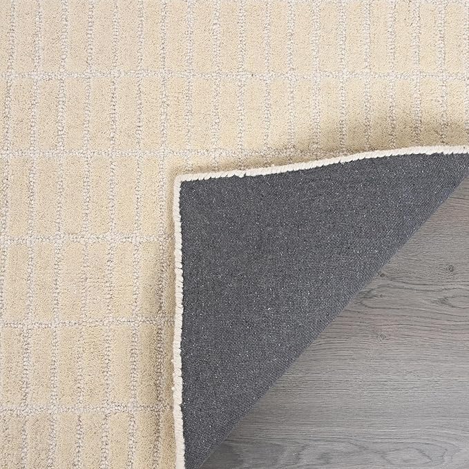 Hand-Tufted 100% Wool Area Rug – Unique Modern Geometric Grid Pattern, Soft Plush Textured Carpet for Living Room, Bedroom, Dining Room & Entryway (Beige, 5' x 7')