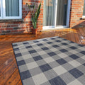 CAMILSON Outdoor Rug - Modern Area Rugs for Indoor and Outdoor Patios, Kitchen and Hallway mats - Easy Cleaning Non Shedding Washable Outside Carpet (6x9, Buffalo - Blue/White)