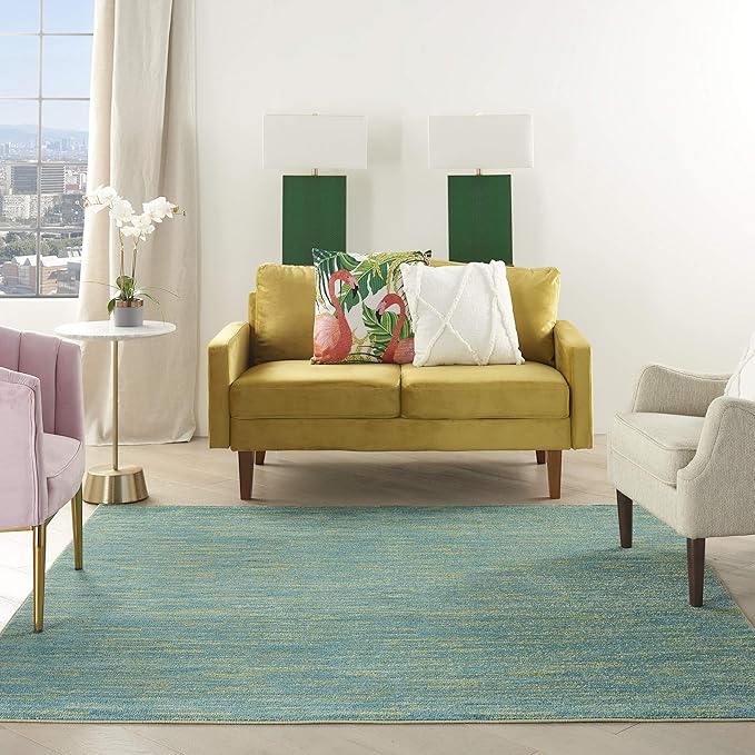 Nourison Home Nourison Essentials Blue Green 7' x Square Area Rug - Easy Clean, Non Shedding, Bed Room, Living Room, Dining Room, Kitchen (7' x Square)