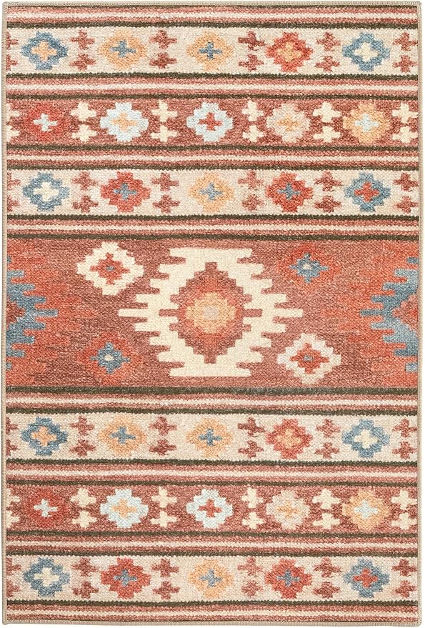 Dash & Albert Canyon Natural Machine Washable Rug, 5 X 8 Feet, Natural Geometric Pattern - Premium Luxury Hotel Quality Soft Breathable Hypoallergenic Machine Washable Easy Care All Season
